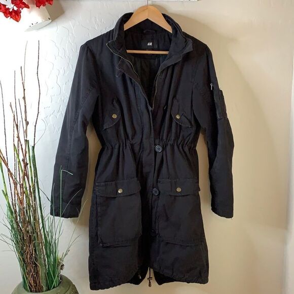 H&m heavy duty coat pockets galore cinches inside the waist & outside on bottom - Picture 1 of 14